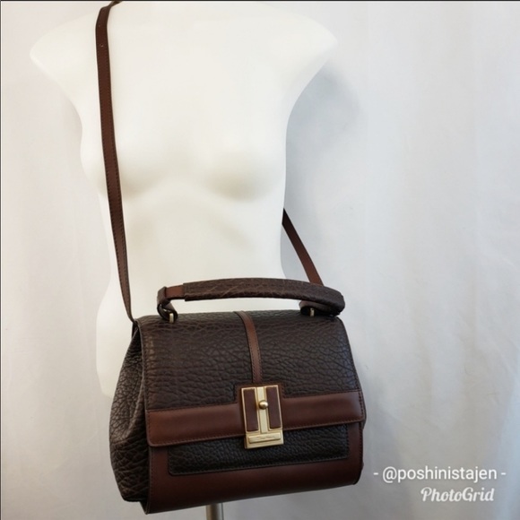 ❌ NWT Santoni Two-tone Brown Leather Handbag - Picture 9 of 15